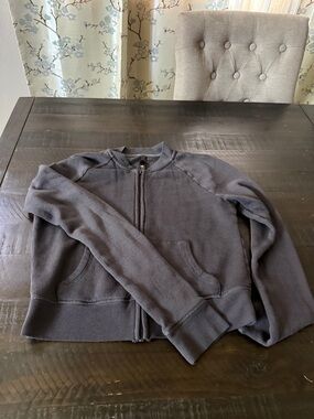 SKIMS Charcoal Gray Zip-Up Sweater